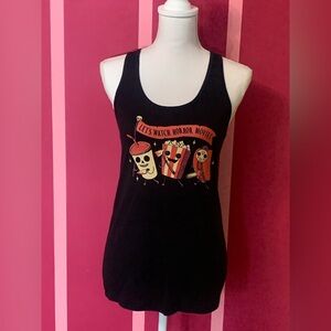 Black Graphic Tank Top - Let's Watch Horror Movies